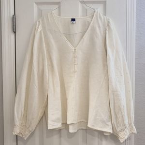 Old Navy Cream Colored Puffy Sleeved Blouse NWT